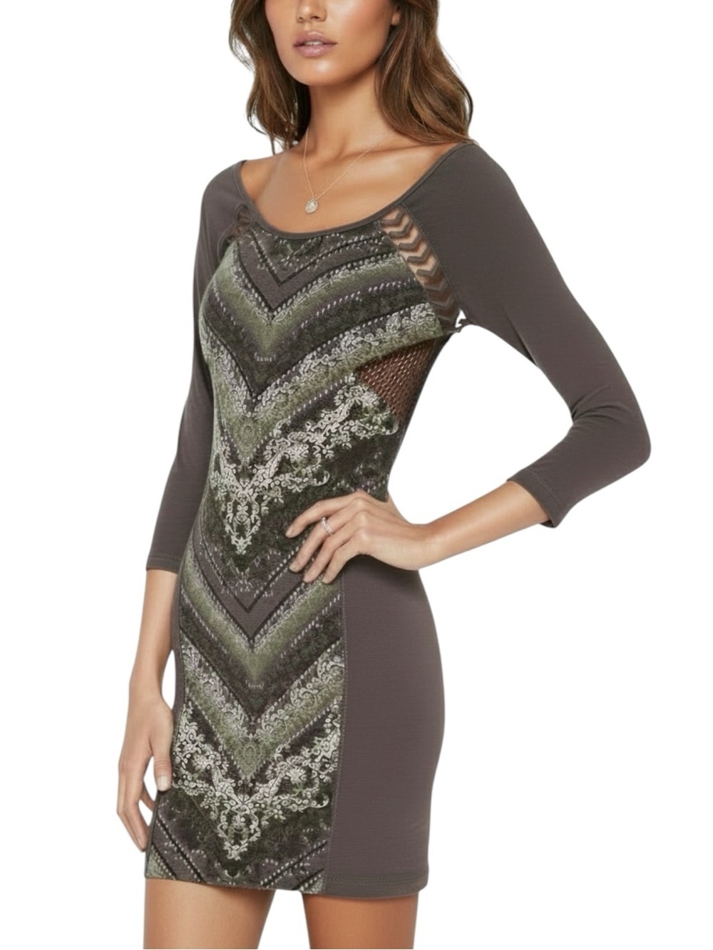 NWT FREE PEOPLE Out of Africa Bodycon Side Mesh Mini Dress Size Small